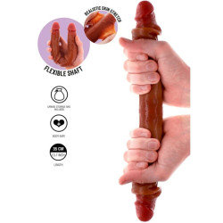 GET REAL - DOPPELENDES SILIKON-DILDO KARAMELL 35 CM – Produktansicht 2