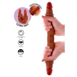GET REAL - DOPPELENDES SILIKON-DILDO KARAMELL 40 CM – Produktansicht 2