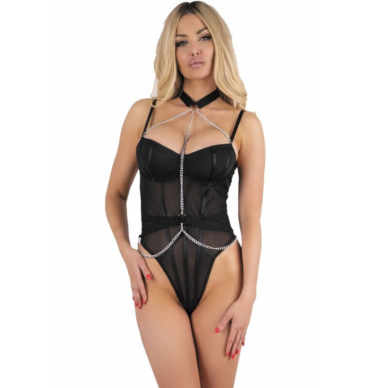 LIVCO CORSETTI FASHION - MELISENDA CF 1709 BADEMANTEL + HEMD + STRING SCHWARZ S – D-242132