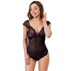 LIVCO CORSETTI FASHION - EVELYN LC 20243 BODY MIT SPITZENBESATZ UND TRANSPARENZEN SCHWARZ