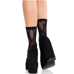 LEG AVENUE – SCHWARZE SPITZENSOCKEN MIT SCHLEIFE – Produktansicht 2