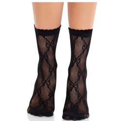LEG AVENUE – SCHWARZE SPITZENSOCKEN MIT SCHLEIFE – Produktansicht 3