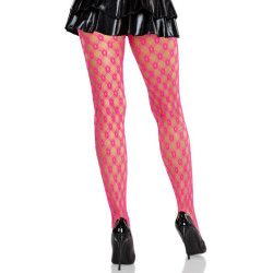 LEG AVENUE - SPITZENSTRUMPFHOSEN MIT ÖSEN NEON PINK – Produktansicht 2