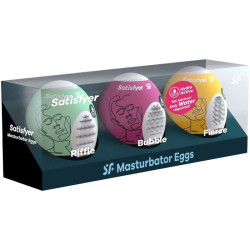 SATISFYER - 3 MASTURBATOR EIER RIFFLE, BUBBLE & FIERCE – Produktansicht 2