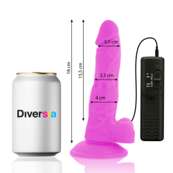 DIVERSIA - FLEXIBLER VIBRIERENDER DILDO LILA 18 CM -O- 4 CM – Produktansicht 2