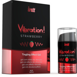 INTT - KRAFTVOLLES INTIMSTIMULIERENDES FLÜSSIGES VIBRATIONSGEL ERDBEERE 15 ML – Produktansicht 2