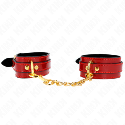 KINK - JOANNA ANGEL HANDGELENKMANSCHETTEN ROT VERSTELLBAR MIT GOLDKETTE 16,5-26 CM X 4 CM – Produktansicht 2