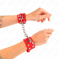 KINK - ARMBÄNDER MIT DOPPELTER REIHE VERSTELLBARER NIETEN ROT – Produktansicht 3