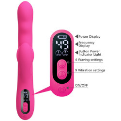 PRETTY LOVE - WINTERS MULTIFUNKTIONS-HASENVIBRATOR MIT LED-ANZEIGE, PINK – Produktansicht 8