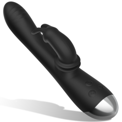 BLACK&SILVER - DJ. ADAM WIEDERAUFLADBARER SILIKON-KANINCHEN-STIMULATOR SCHWARZ – Produktansicht 2