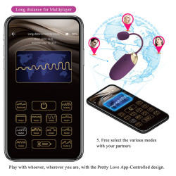 PRETTY LOVE - KLAY STOSS-EI-VIBRATOR, APP-STEUERUNG, LILA – Produktansicht 8