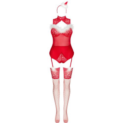 LIVCO CORSETTI FASHION - LIMPID SNOWFLAKES LC 90604 BODY + STRÜMPFE + WEIHNACHTSSTIRNBAND S/M – Produktansicht 3