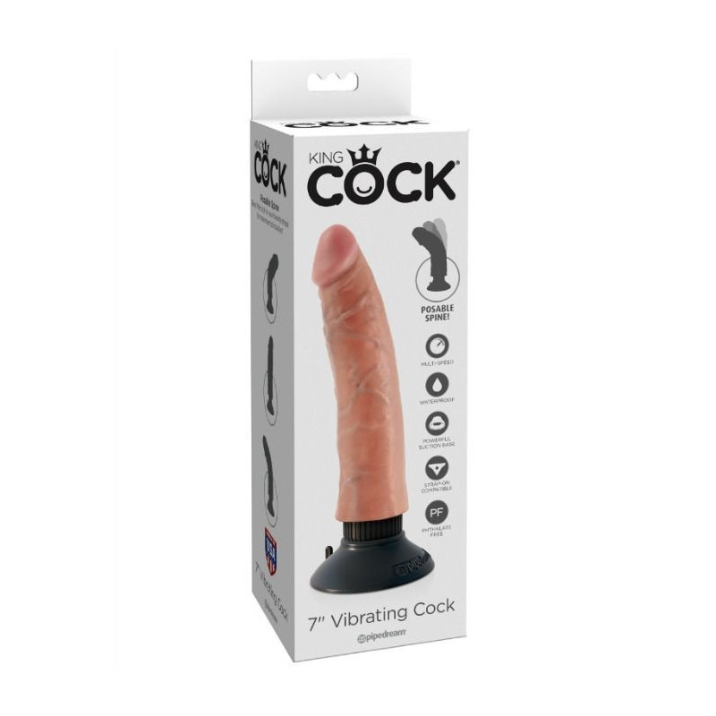KING COCK - VIBRATORDILDO 17.78 CM NATÜRLICH