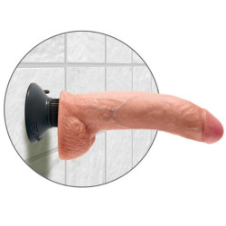 KING COCK - VIBRATORDILDO MIT HODEN 23 CM NATUR – Produktansicht 3