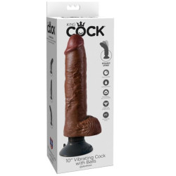 KING COCK - VIBRATORDILDO MIT HODEN 25.5 CM BRAUNE FARBE – Produktansicht 3
