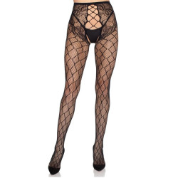 LEG AVENUE - 1966 NETZSTRUMPFHOSE MIT OFFENEM SCHRITT, SCHWARZ - EINHEITSGRÖSSE – Produktansicht 4