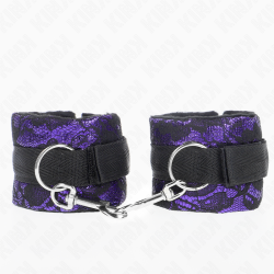 KINK - KURZE HANDGELENKSFESSELN AUS SAMTSPITZE UND NYLONBINDUNG LILA/SCHWARZ 23 X 6,5 CM – Produktansicht 2
