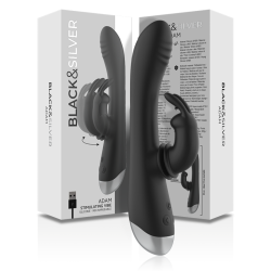 BLACK&SILVER - DJ. ADAM WIEDERAUFLADBARER SILIKON-KANINCHEN-STIMULATOR SCHWARZ – Produktansicht 9
