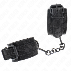 KINK - MIT DUNKLER SPITZE ÜBERZOGENE HANDGELENKMANSCHETTEN VERSTELLBAR SCHWARZ 19-26 CM – Produktansicht 3