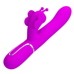 PRETTY LOVE - MULTIFUNKTIONS-KANINCHENVIBRATOR 4 IN 1 SCHMETTERLING FUCHSIA – Produktansicht 3
