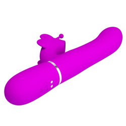 PRETTY LOVE - MULTIFUNKTIONS-KANINCHENVIBRATOR 4 IN 1 SCHMETTERLING FUCHSIA – Produktansicht 4