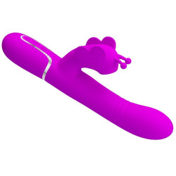 PRETTY LOVE - MULTIFUNKTIONS-KANINCHENVIBRATOR 4 IN 1 SCHMETTERLING FUCHSIA – Produktansicht 5