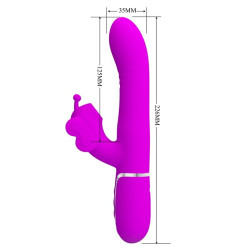 PRETTY LOVE - MULTIFUNKTIONS-KANINCHENVIBRATOR 4 IN 1 SCHMETTERLING FUCHSIA – Produktansicht 7