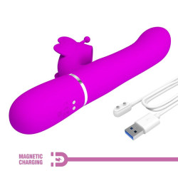 PRETTY LOVE - MULTIFUNKTIONS-KANINCHENVIBRATOR 4 IN 1 SCHMETTERLING FUCHSIA – Produktansicht 9