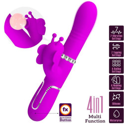 PRETTY LOVE - MULTIFUNKTIONS-KANINCHENVIBRATOR 4 IN 1 SCHMETTERLING FUCHSIA – Produktansicht 10