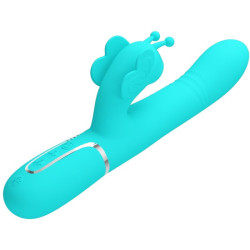 PRETTY LOVE - MULTIFUNKTIONS-KANINCHENVIBRATOR 4 IN 1 SCHMETTERLING AQUAGRÜN – Produktansicht 3