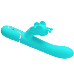 PRETTY LOVE - MULTIFUNKTIONS-KANINCHENVIBRATOR 4 IN 1 SCHMETTERLING AQUAGRÜN – Produktansicht 5