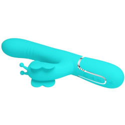PRETTY LOVE - MULTIFUNKTIONS-KANINCHENVIBRATOR 4 IN 1 SCHMETTERLING AQUAGRÜN – Produktansicht 6