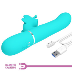 PRETTY LOVE - MULTIFUNKTIONS-KANINCHENVIBRATOR 4 IN 1 SCHMETTERLING AQUAGRÜN – Produktansicht 9