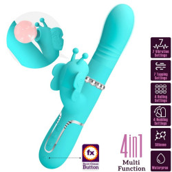 PRETTY LOVE - MULTIFUNKTIONS-KANINCHENVIBRATOR 4 IN 1 SCHMETTERLING AQUAGRÜN – Produktansicht 10