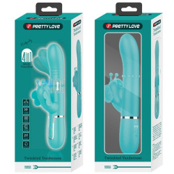 PRETTY LOVE - MULTIFUNKTIONS-KANINCHENVIBRATOR 4 IN 1 SCHMETTERLING AQUAGRÜN – Produktansicht 11
