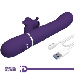 PRETTY LOVE - MULTIFUNKTIONS-KANINCHENVIBRATOR 4 IN 1 SCHMETTERLING LILA – Produktansicht 9