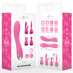 INTENSE - CHER VIBRATOR MIT 20 MUSTER UND AUSTAUSCHBAREN AUFSÄTZEN – Produktansicht 4