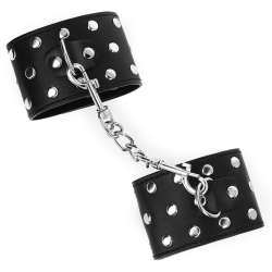 KINK - HANDGELENKFESSELN MIT DRUCKVERSCHLUSS VOLLER NIETEN SCHWARZ VERSTELLBAR 19-24 CM X 5,5 CM – Produktansicht 4