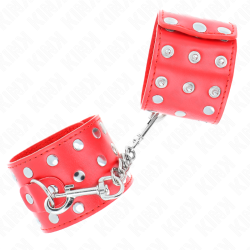 KINK - HANDGELENKFESSELN MIT DRUCKVERSCHLUSS VOLLER NIETEN ROT VERSTELLBAR 19-24 CM X 5,5 CM – Produktansicht 3