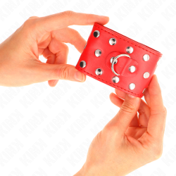 KINK - HANDGELENKFESSELN MIT DRUCKVERSCHLUSS VOLLER NIETEN ROT VERSTELLBAR 19-24 CM X 5,5 CM – Produktansicht 4