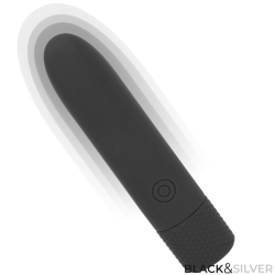 BLACK & SILVER - GERI USB WIEDERAUFLADBARER VIBRIERENDER BULLET 8 VIBRATIONEN SCHWARZ 10 X 2,2 CM – Produktansicht 2