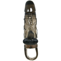 BAILE - BRAVE MAN PENISHÜLLE MIT KLITORIS UND ANALSTIMULATION DOPPELTE KUGEL SCHWARZ 16.5 CM – Produktansicht 2
