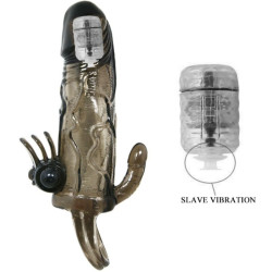 BAILE - BRAVE MAN PENISHÜLLE MIT KLITORIS UND ANALSTIMULATION DOPPELTE KUGEL SCHWARZ 16.5 CM – Produktansicht 7