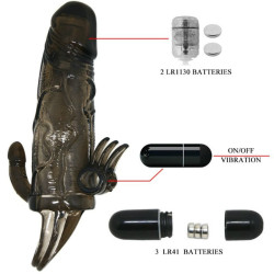 BAILE - BRAVE MAN PENISHÜLLE MIT KLITORIS UND ANALSTIMULATION DOPPELTE KUGEL SCHWARZ 16.5 CM – Produktansicht 8
