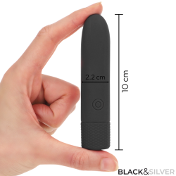 BLACK & SILVER - GERI USB WIEDERAUFLADBARER VIBRIERENDER BULLET 8 VIBRATIONEN SCHWARZ 10 X 2,2 CM – Produktansicht 5