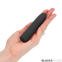 BLACK & SILVER - GERI USB WIEDERAUFLADBARER VIBRIERENDER BULLET 8 VIBRATIONEN SCHWARZ 10 X 2,2 CM – Produktansicht 6