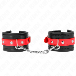 KINK - HANDGELENKFESSELN SCHWARZ MIT ROTEM GÜRTEL VERSTELLBAR 17-28 CM X 6 CM – Produktansicht 2