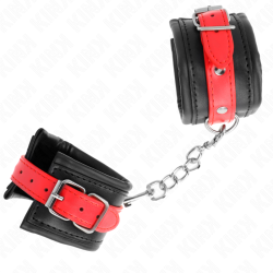 KINK - HANDGELENKFESSELN SCHWARZ MIT ROTEM GÜRTEL VERSTELLBAR 17-28 CM X 6 CM – Produktansicht 3