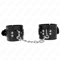 KINK - HANDGELENKFESSELN SCHWARZ MIT SCHWARZEM GÜRTEL VERSTELLBAR 17-28 CM X 6 CM – Produktansicht 2