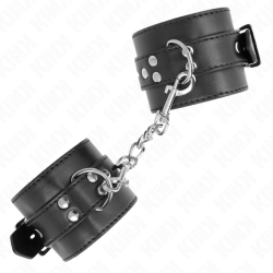 KINK - HANDGELENKFESSELN SCHWARZ MIT SCHWARZEM GÜRTEL VERSTELLBAR 17-28 CM X 6 CM – Produktansicht 3